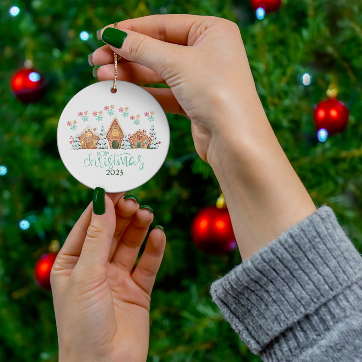Christmas Ceramic Ornament Gingerbread House 2023 Holiday Ornament Christmas Gift Idea