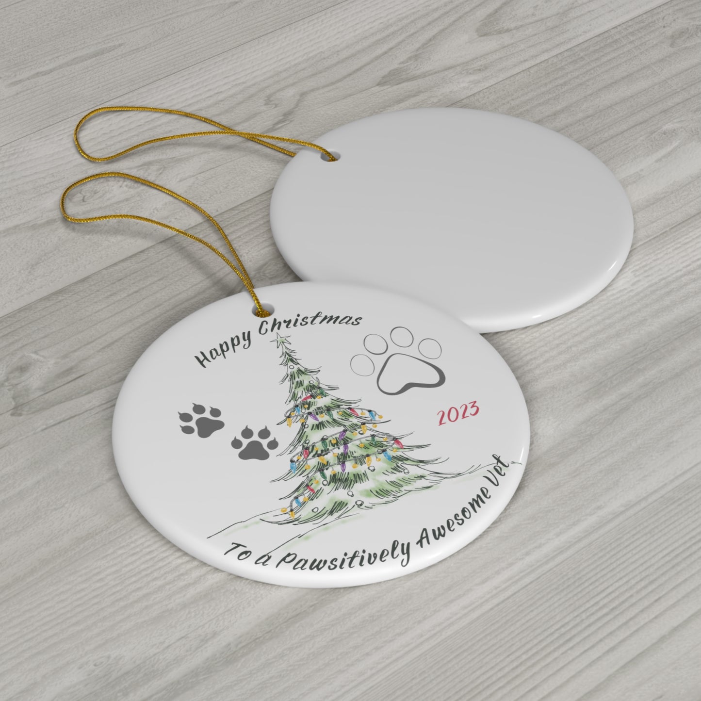 Christmas Ceramic Ornament, Christmas gift for Veterinarian, Holiday Decor Seasonal Gift Idea, Animal Lover Gift Ornament