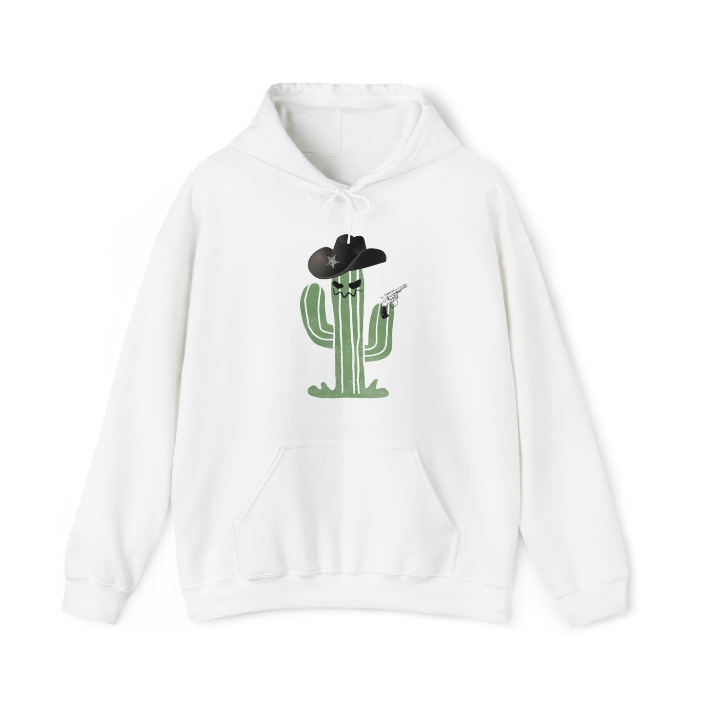 Unisex Heavy Blend Hooded Sweatshirt Cowboy Cactus Graphic Hoodie Halloween Shirt Western Funny Men's Fall Winter Hoodie