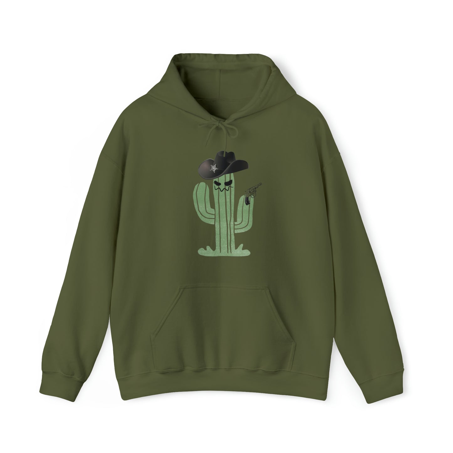 Unisex Heavy Blend Hooded Sweatshirt Cowboy Cactus Graphic Hoodie Halloween Shirt Western Funny Men's Fall Winter Hoodie
