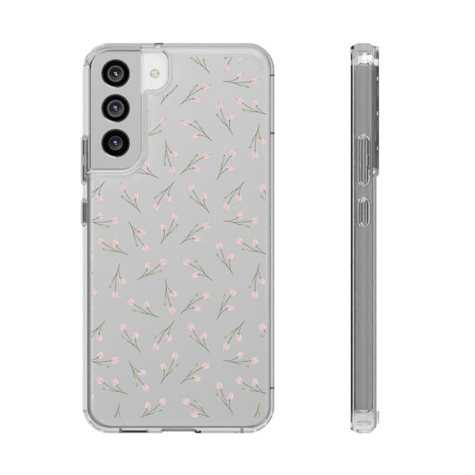 iPhone Samsung Polycarbonate Clear Case, Floral Design Clear Cellular Phone Case, Christmas Gift