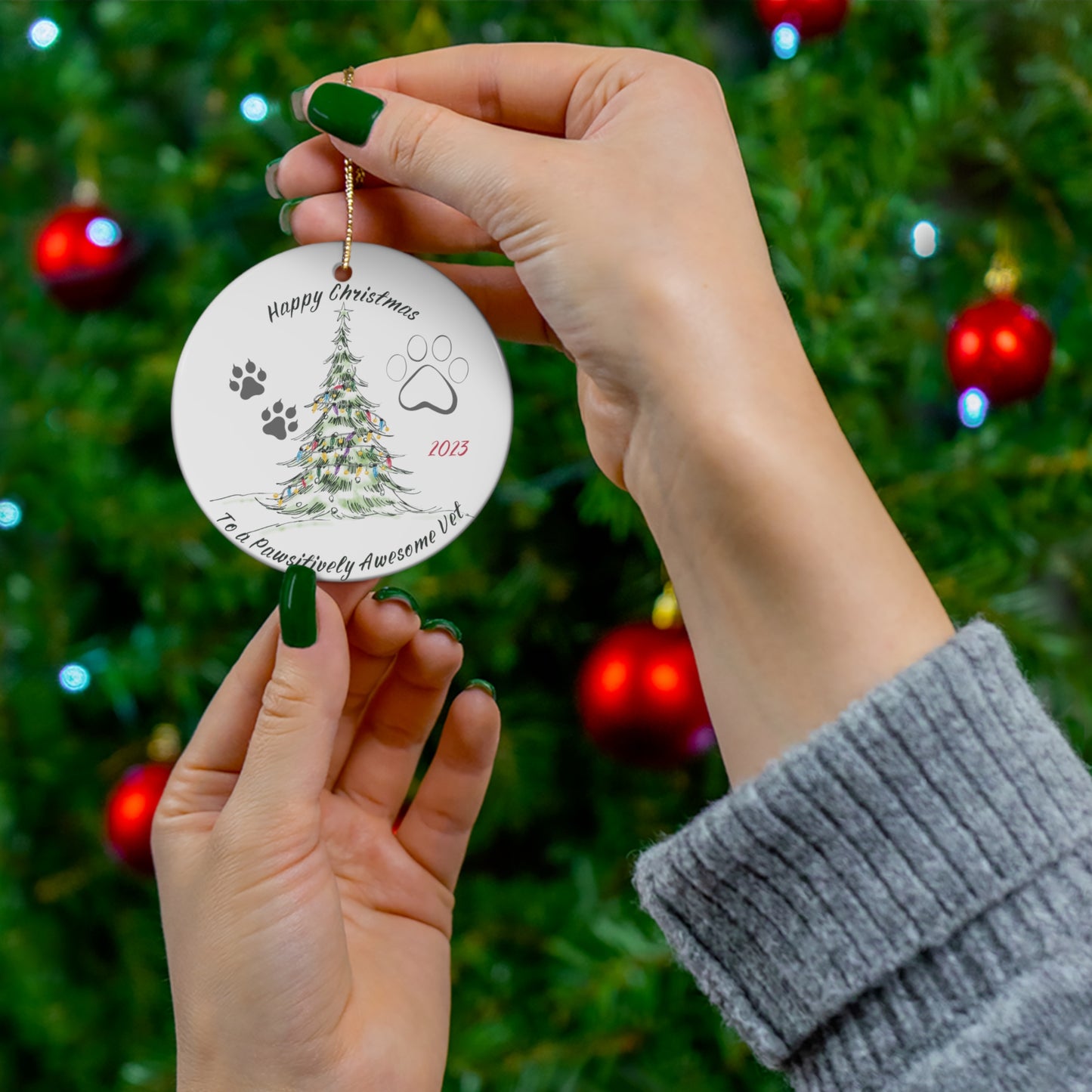 Christmas Ceramic Ornament, Christmas gift for Veterinarian, Holiday Decor Seasonal Gift Idea, Animal Lover Gift Ornament