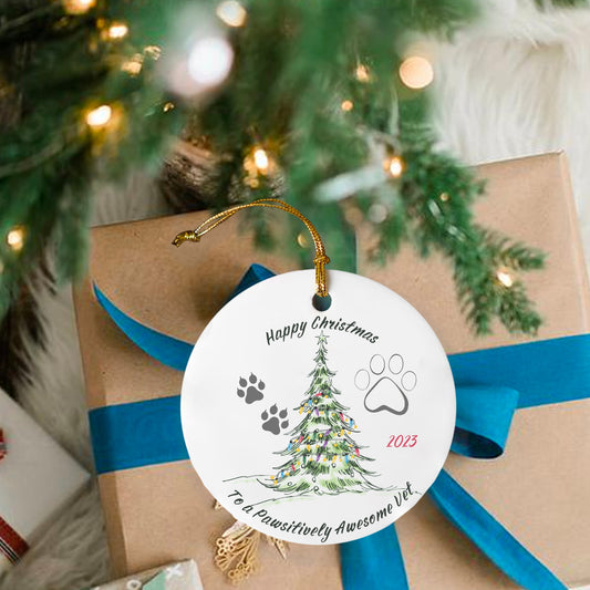 Christmas Ceramic Ornament, Christmas gift for Veterinarian, Holiday Decor Seasonal Gift Idea, Animal Lover Gift Ornament