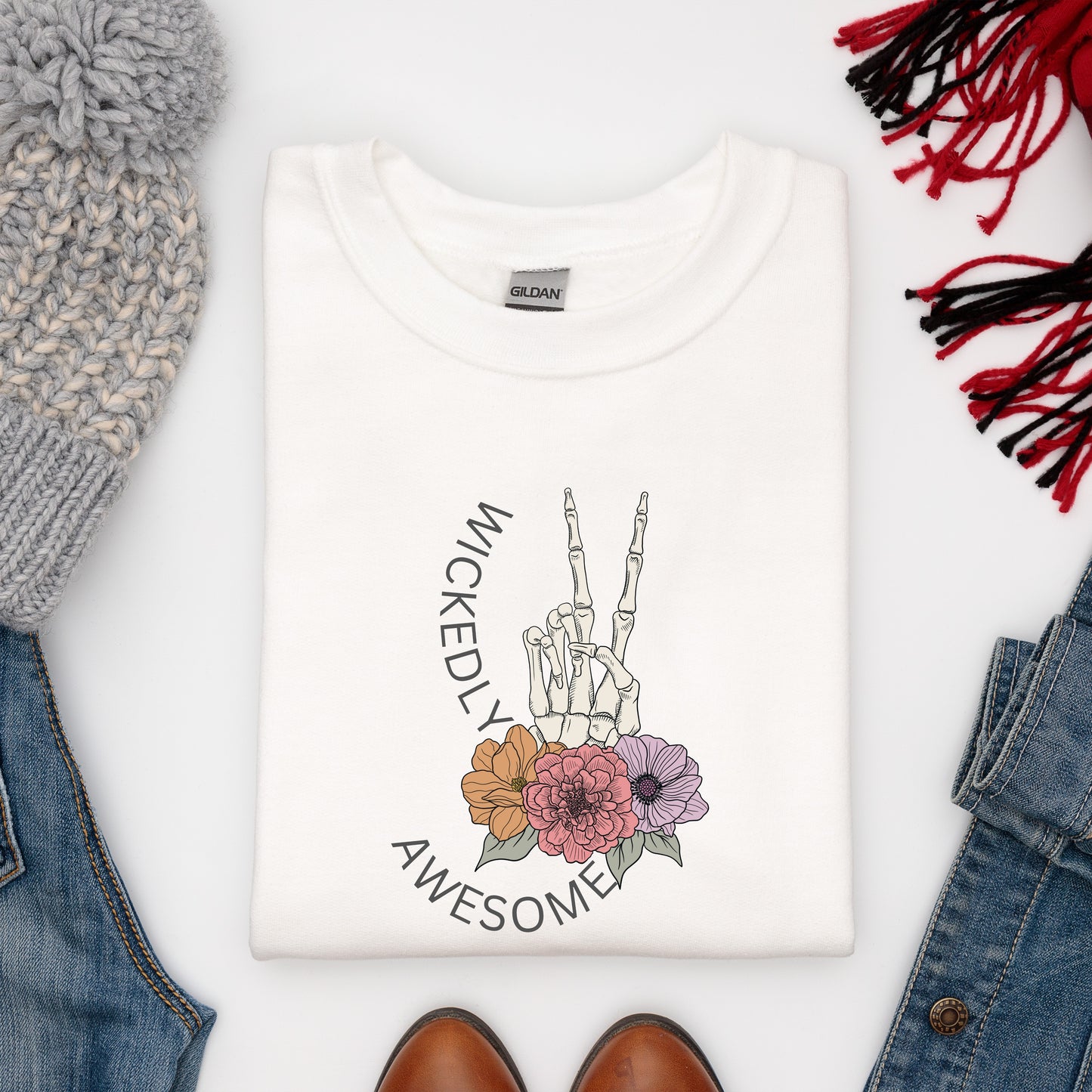 Halloween Graphic Shirt, Fall Cotton Tee, Wickedly Awesome, Halloween Costume, Holiday Gift, Women's T-Shirts
