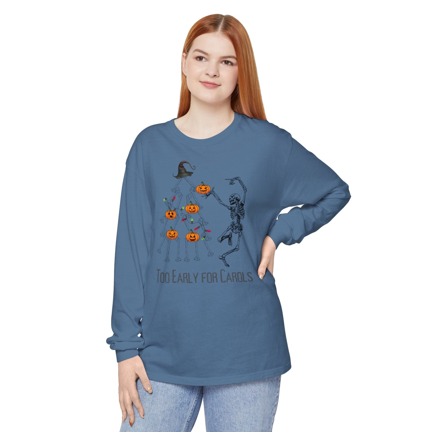 Funny Skeleton Halloween T-Shirt, Spooky Quote Tee, Halloween Costume, Comfort Colors, Long Sleeve Shirt, Graphic Scary, Loose Fit Top