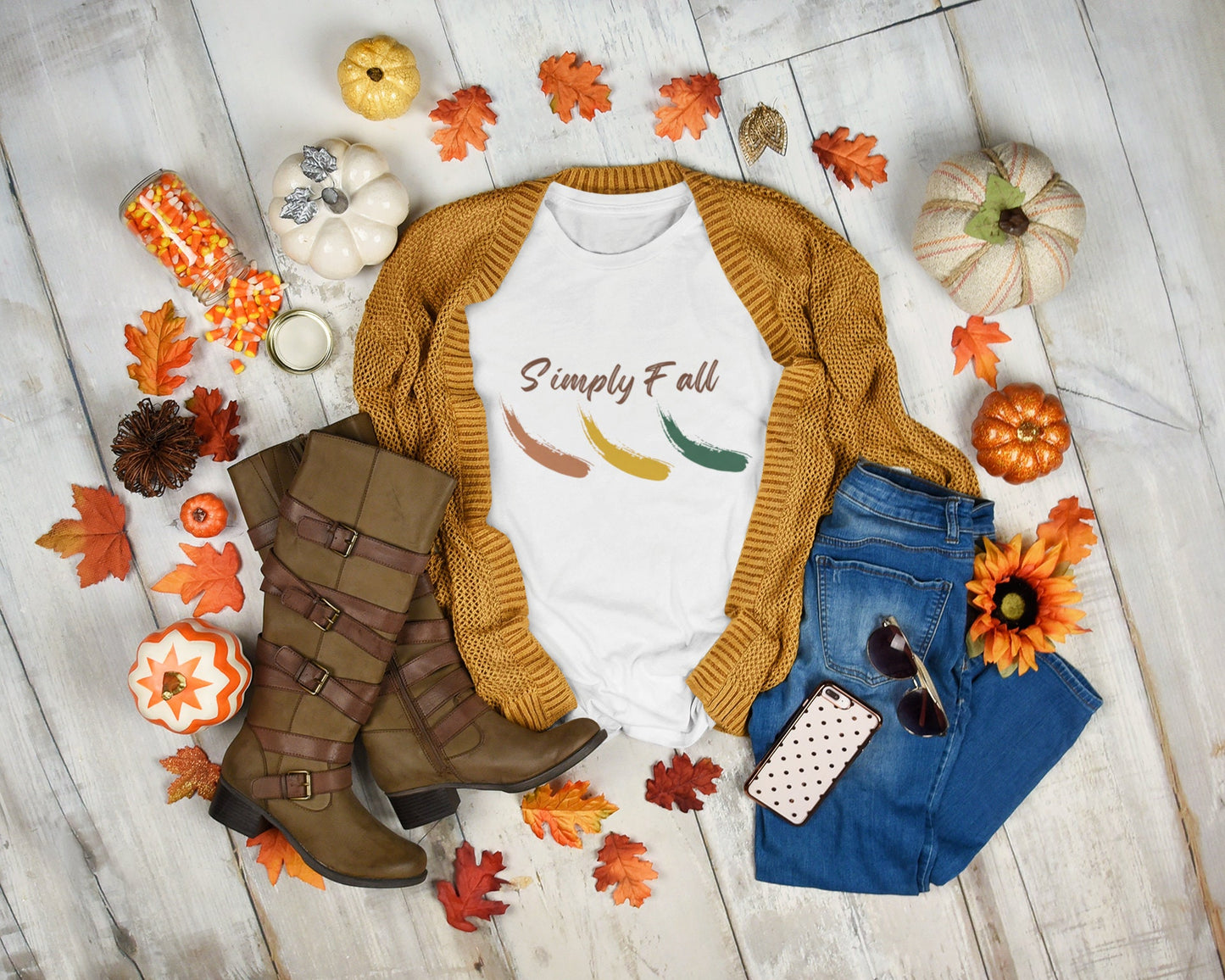 Autumn Graphic T-Shirt Women Fall Artistic Tee