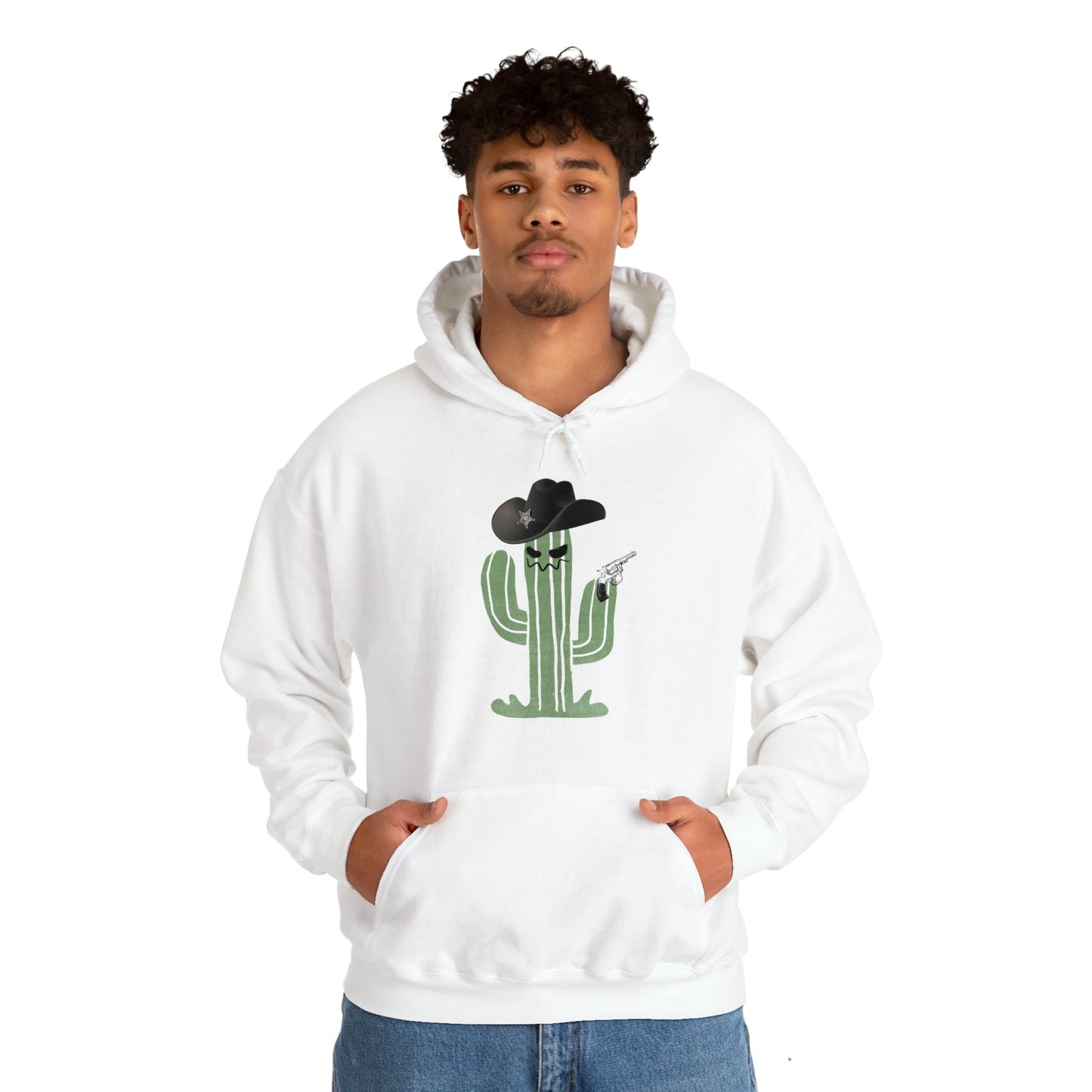 Cowboy Cactus Hoodie, Vintage Graphic Hoodie, Halloween Shirt, Western Funny Men's Shirt, Fall Winter Hooded Sweatshirt