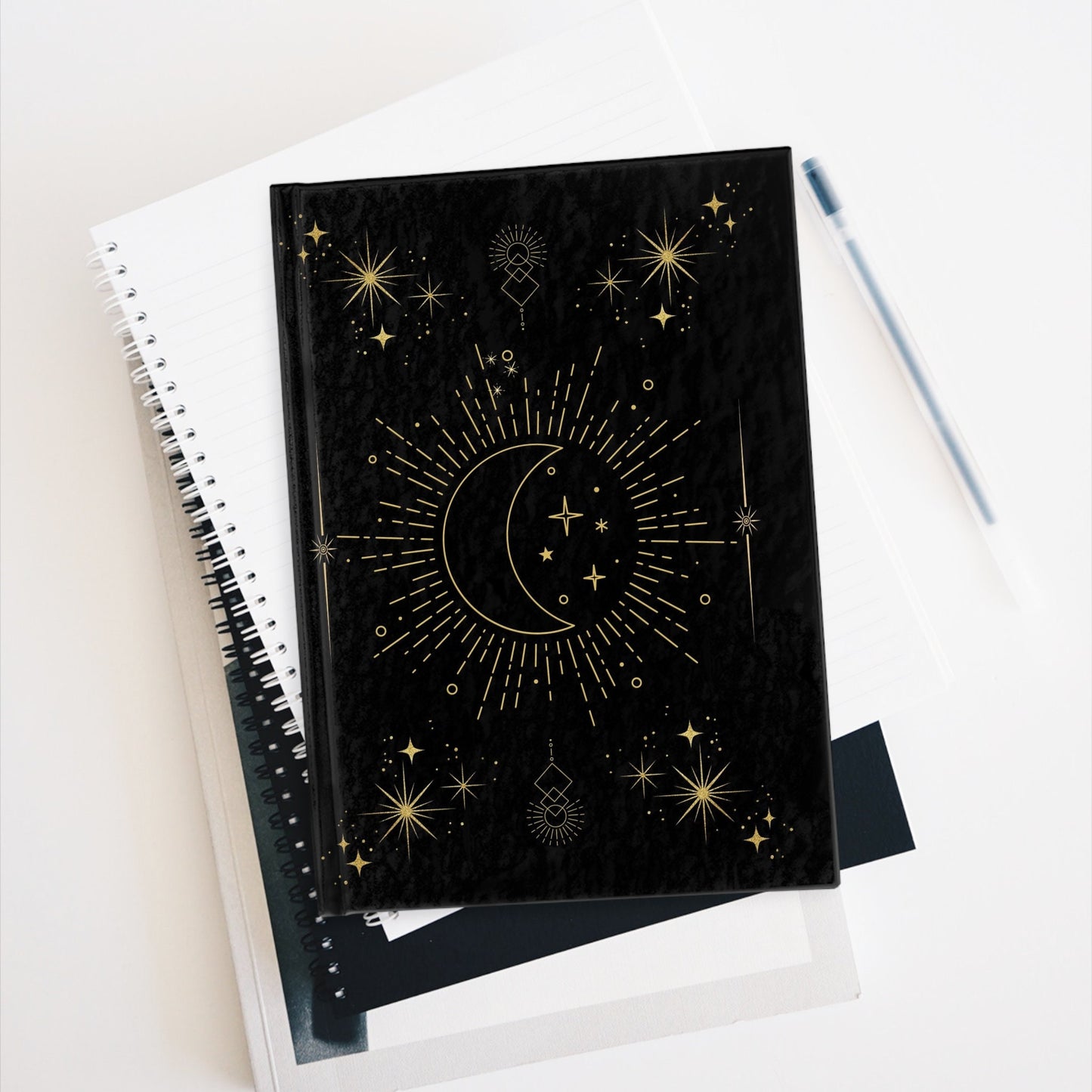 Celestial Writing, Sun Moon Stars Hard Cover Notebook, Dream Journal, Manifestation Book, Mindfulness Journal, Shadow Work, Zodiac Diary