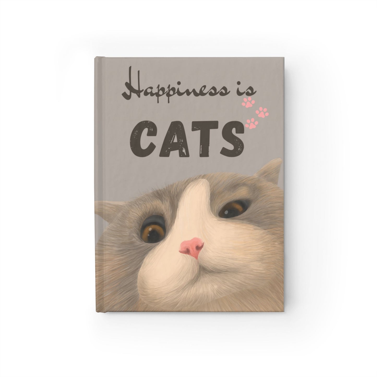 Cat Lovers Journal, Happiness is Cats, Composition Notebook, Gift for Her, Self-Help Diary, Daily Journal, Cat-Themed Planner