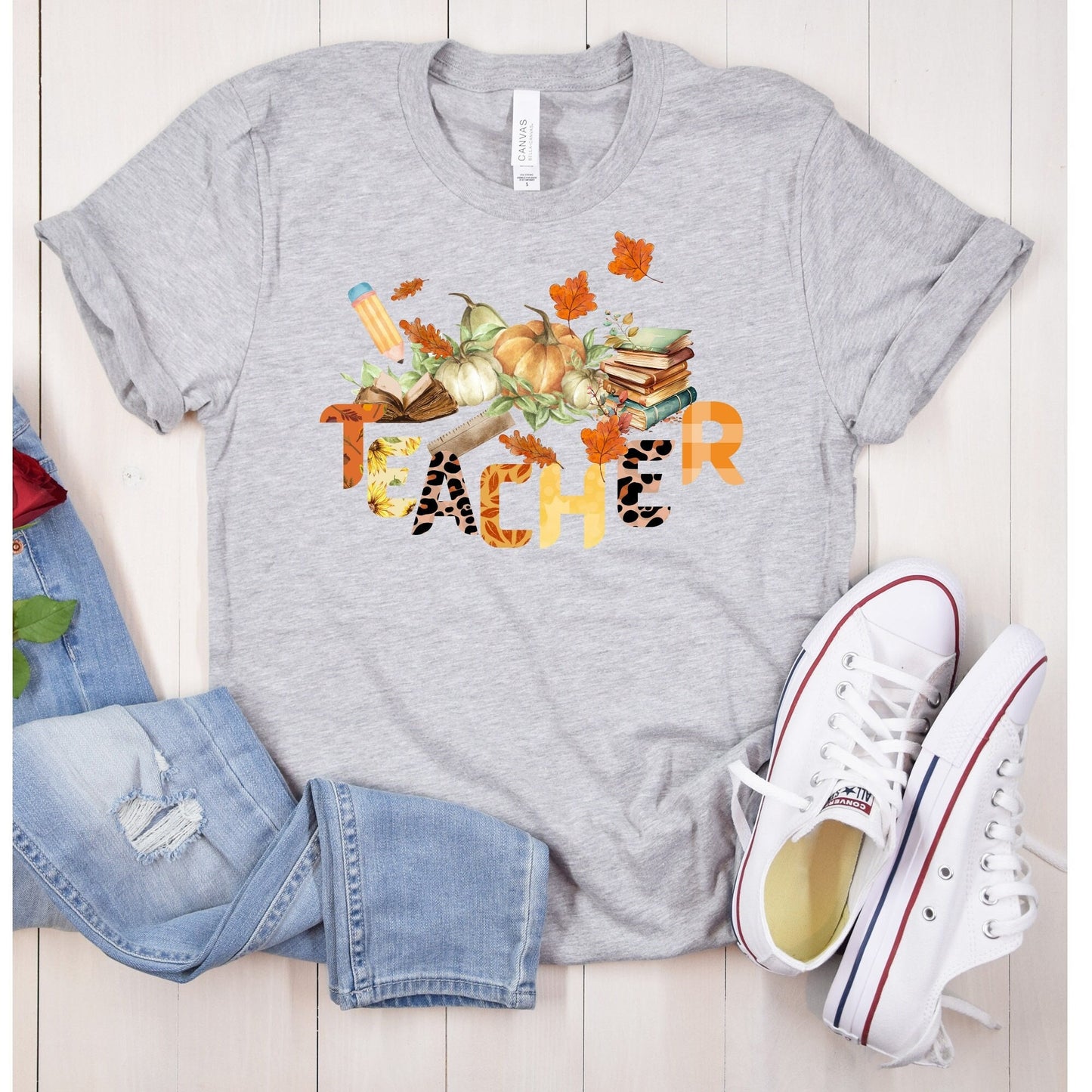 Autumn Graphic T-Shirt, Fall Teacher Pumpkin Tee, Gift for Teacher, Education Quote Shirt, Fun and Unique Tshirt, Loose Fit Shirt