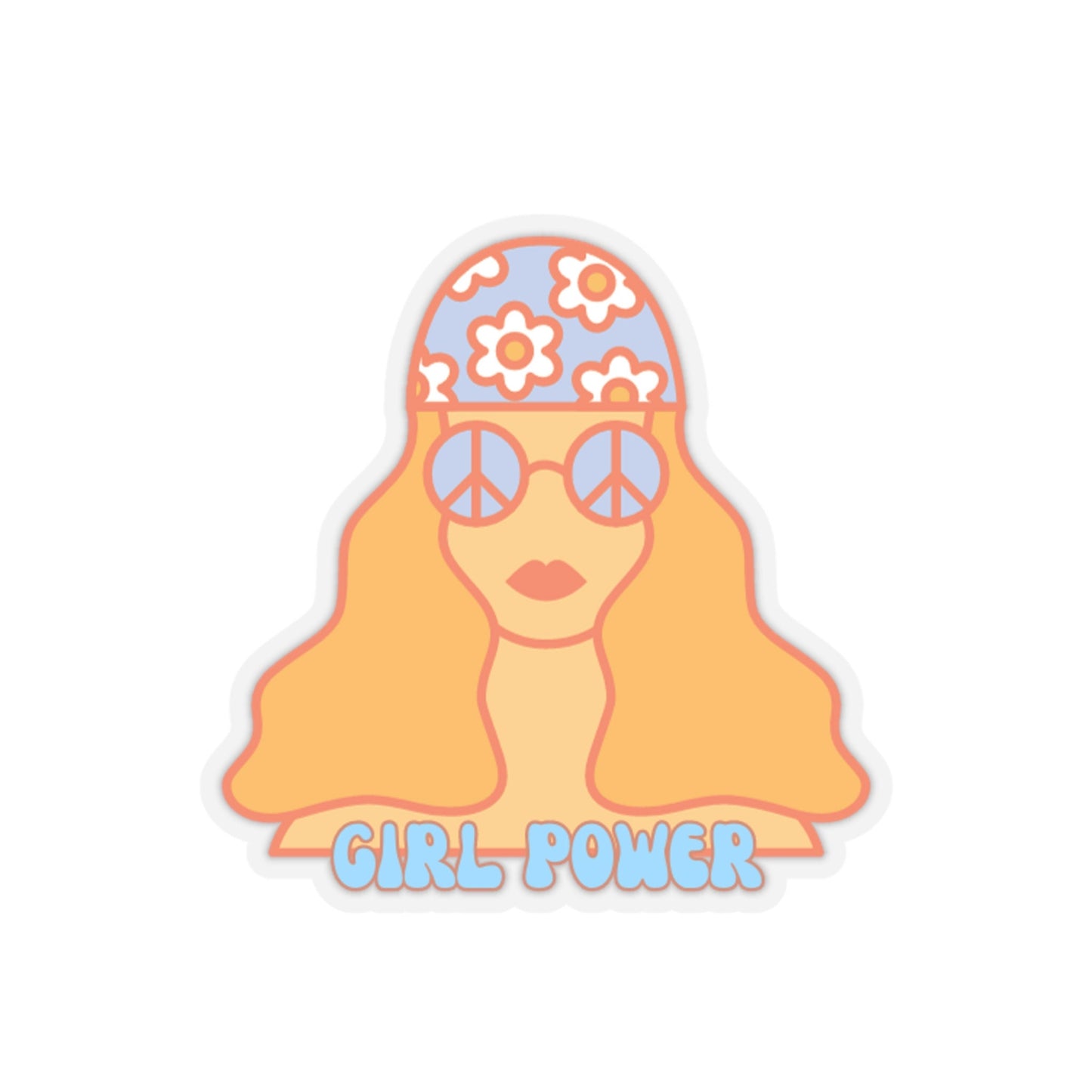 Girl Power Hippie Kiss-Cut Sticker Flower Power Retro Decal Vintage Style Sticker