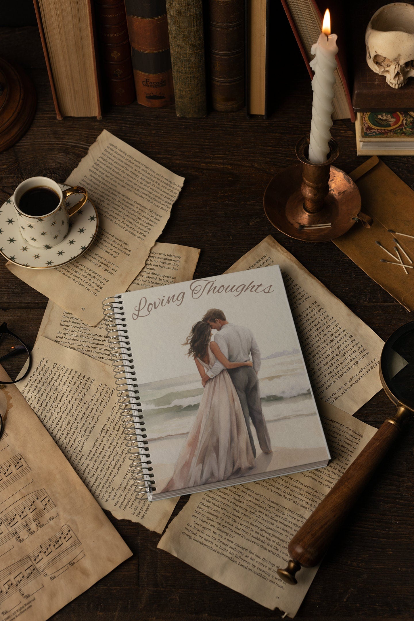Loving Thoughts Daily Journal, Writing Notebook, Wedding Gift, Bride to Be Diary, Lined Paper Composition Book