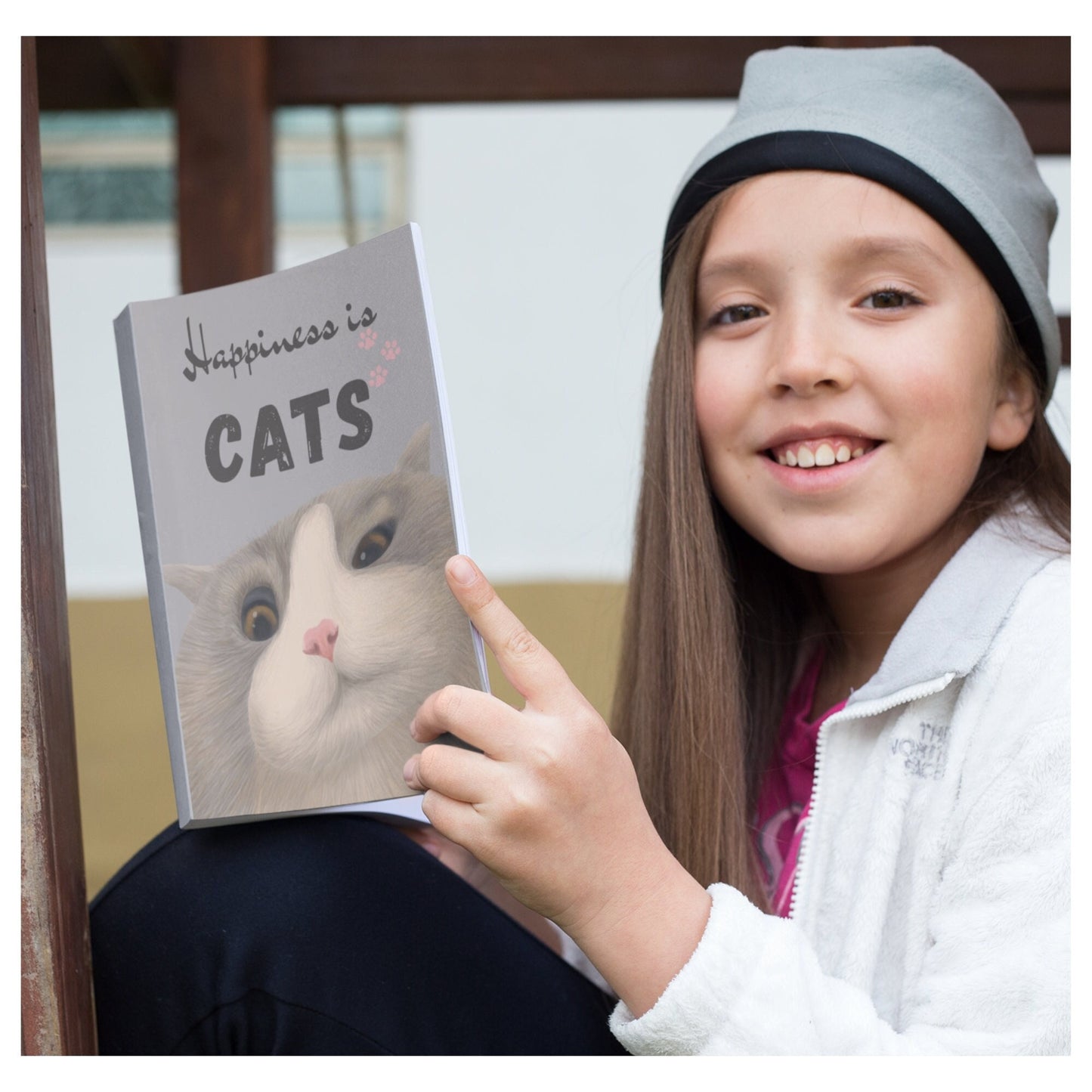 Cat Lovers Journal, Happiness is Cats, Composition Notebook, Gift for Her, Self-Help Diary, Daily Journal, Cat-Themed Planner