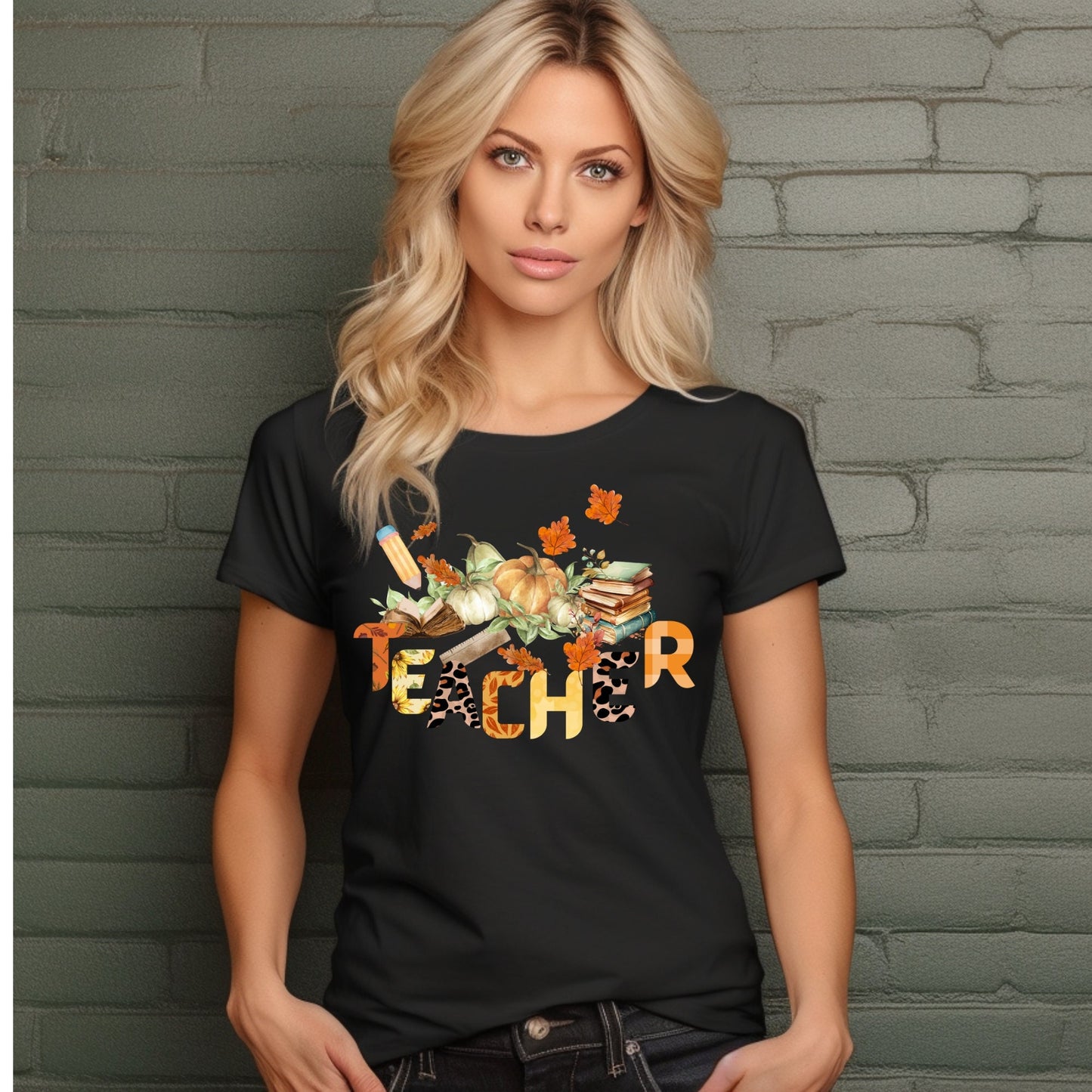 Autumn Graphic T-Shirt, Fall Teacher Pumpkin Tee, Gift for Teacher, Education Quote Shirt, Fun and Unique Tshirt, Loose Fit Shirt