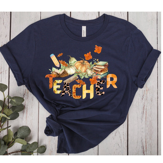 Autumn Graphic T-Shirt, Fall Teacher Pumpkin Tee, Gift for Teacher, Education Quote Shirt, Fun and Unique Tshirt, Loose Fit Shirt