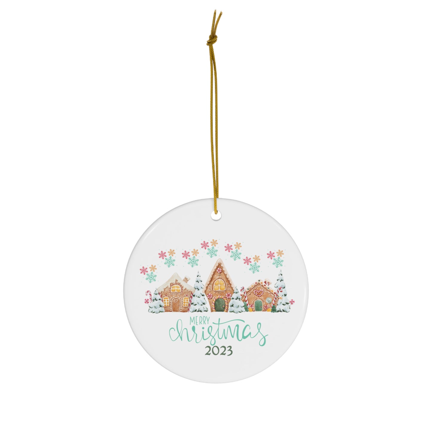 Christmas Ceramic Ornament Gingerbread House 2023 Holiday Ornament Christmas Gift Idea