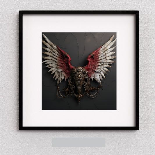 Digital Wall Art Dark Winged Steampunk Skull