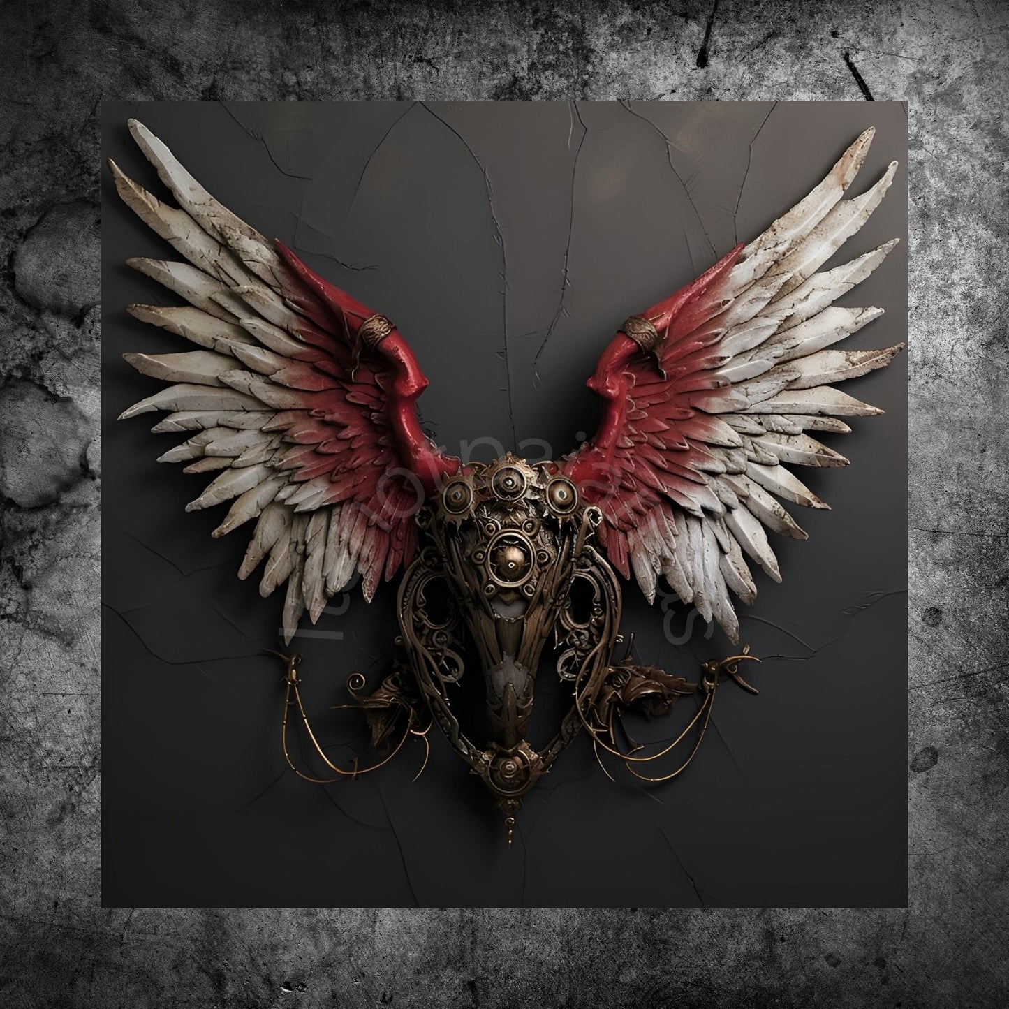 Digital Wall Art Dark Winged Steampunk Skull