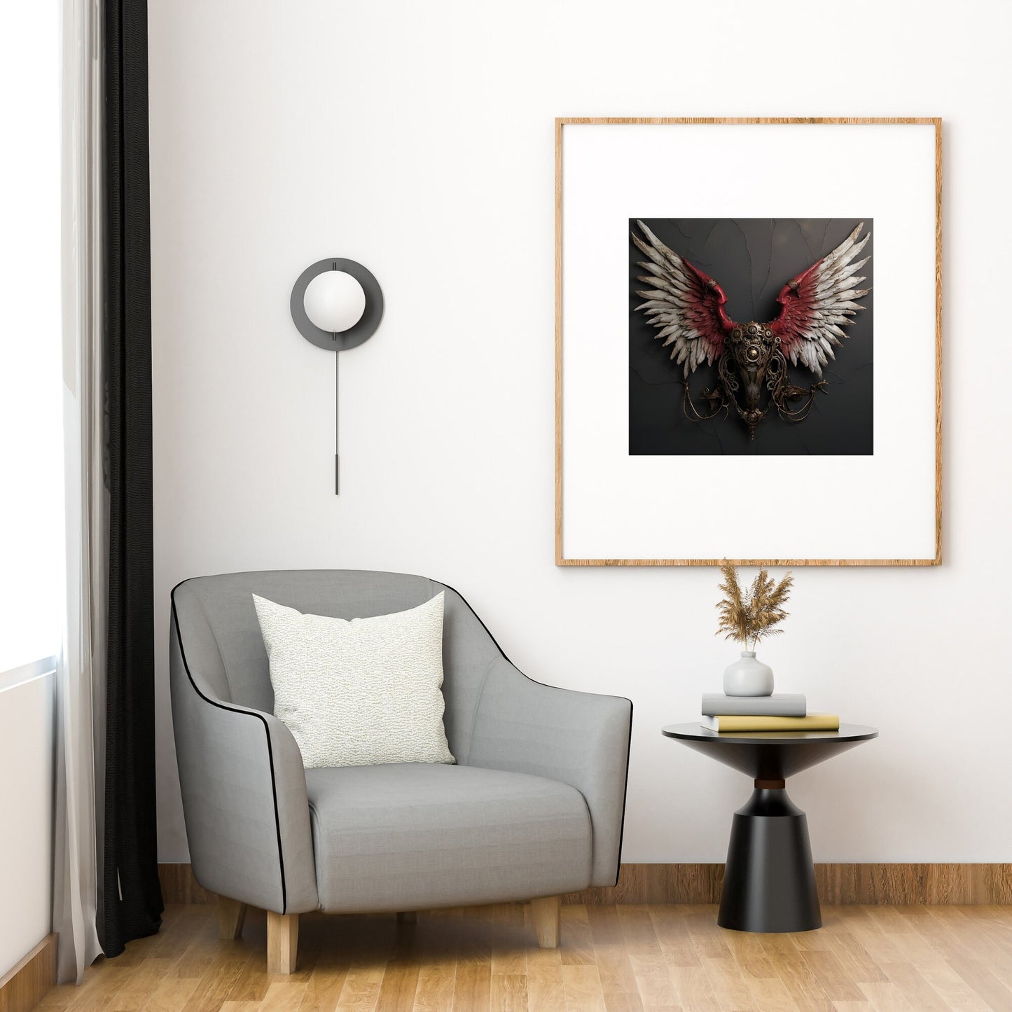 Digital Wall Art Dark Winged Steampunk Skull