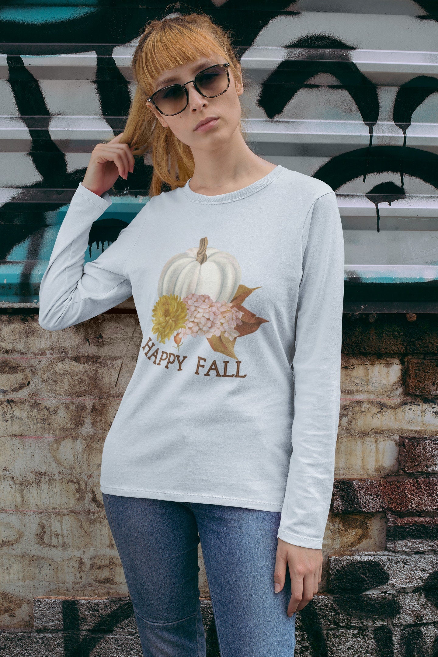 Autumn Women's T-Shirt  Lightweight Long Sleeve Happy Fall Shirt Thanksgiving