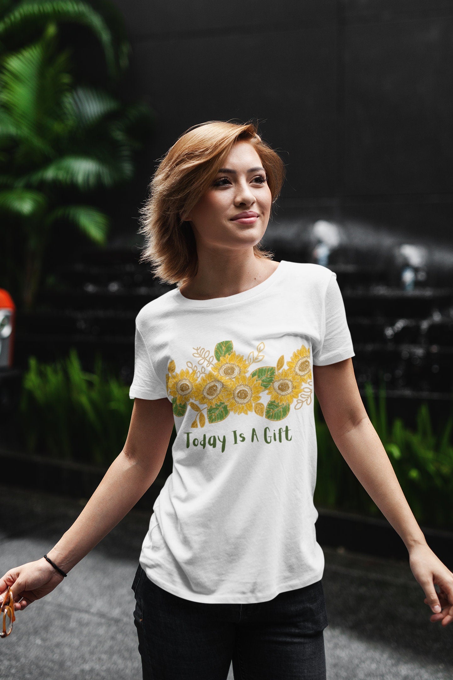 Womens Graphic T-Shirt Sunflowers Unisex Ultra Cotton Tee Floral Shirt