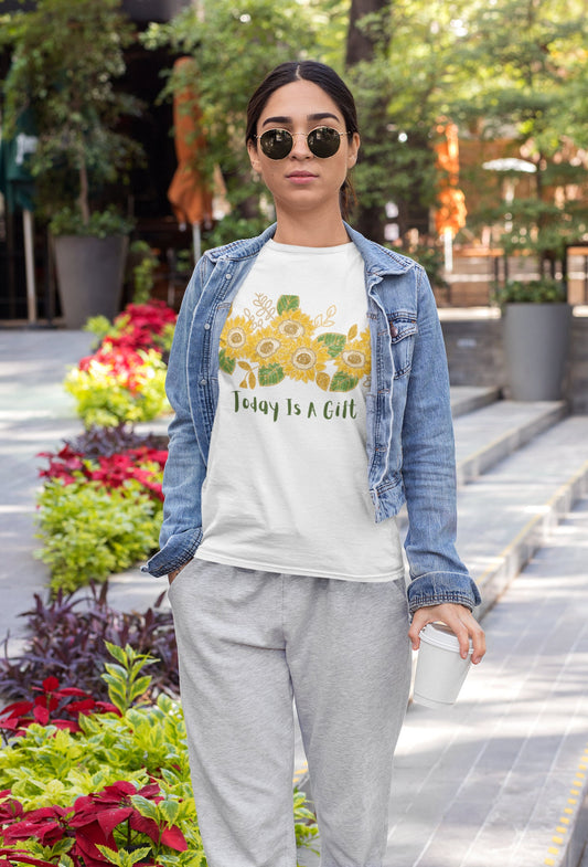 Womens Graphic T-Shirt Sunflowers Unisex Ultra Cotton Tee Floral Shirt