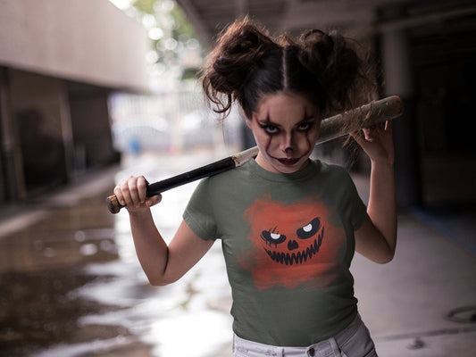 Halloween T-Shirt Pumpkin Graphic Tee Spooky Shirt Pumpkin Face Fall Shirt Halloween Horror Shirt