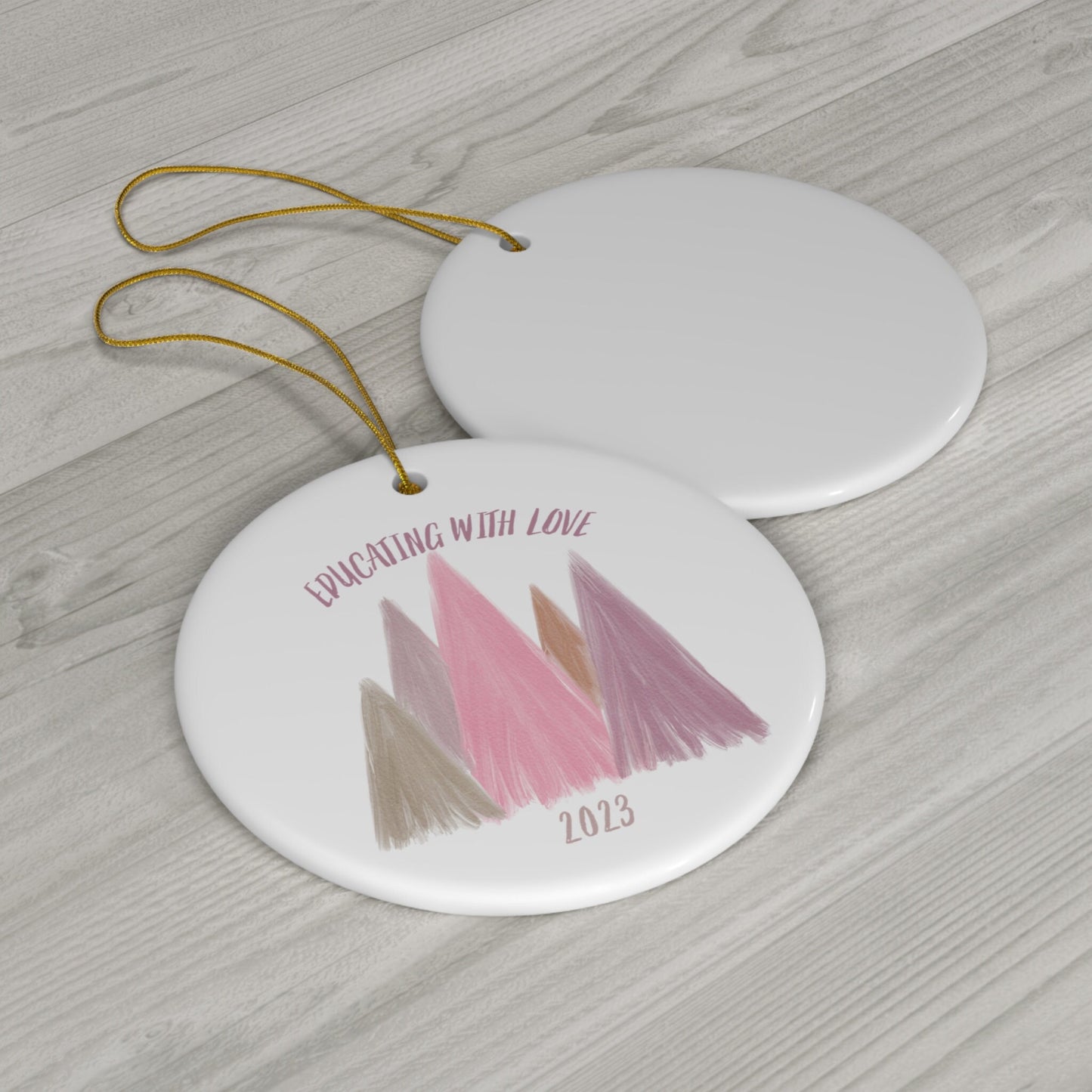 Christmas Ornament for Teacher Ceramic Round Holiday Ornament for Educator Pastels Palette Christmas Ball Gift for Teacher
