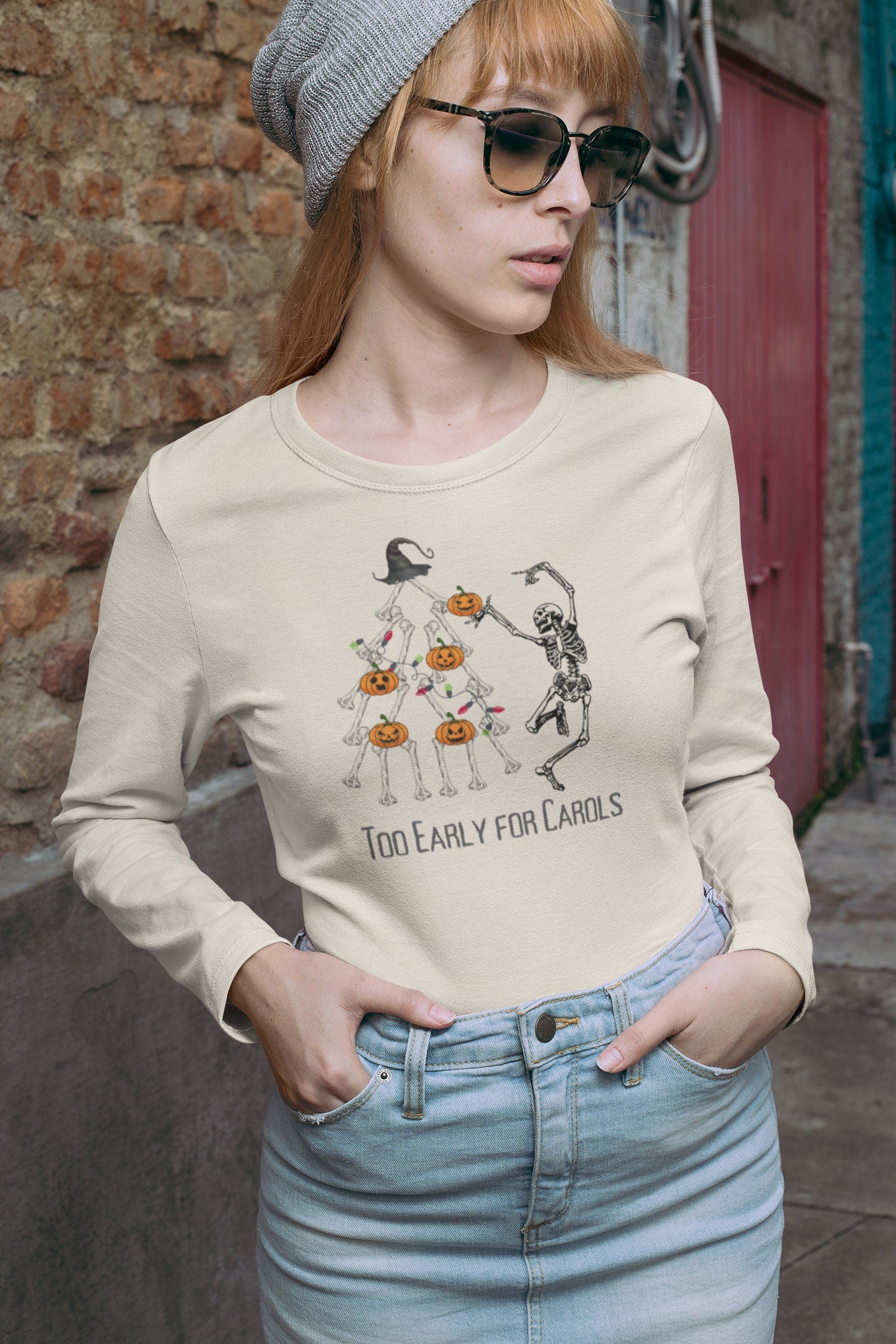 Funny Skeleton Halloween T-Shirt, Spooky Quote Tee, Halloween Costume,  Comfort Colors,  Long Sleeve Shirt, Graphic Scary, Loose Fit Top