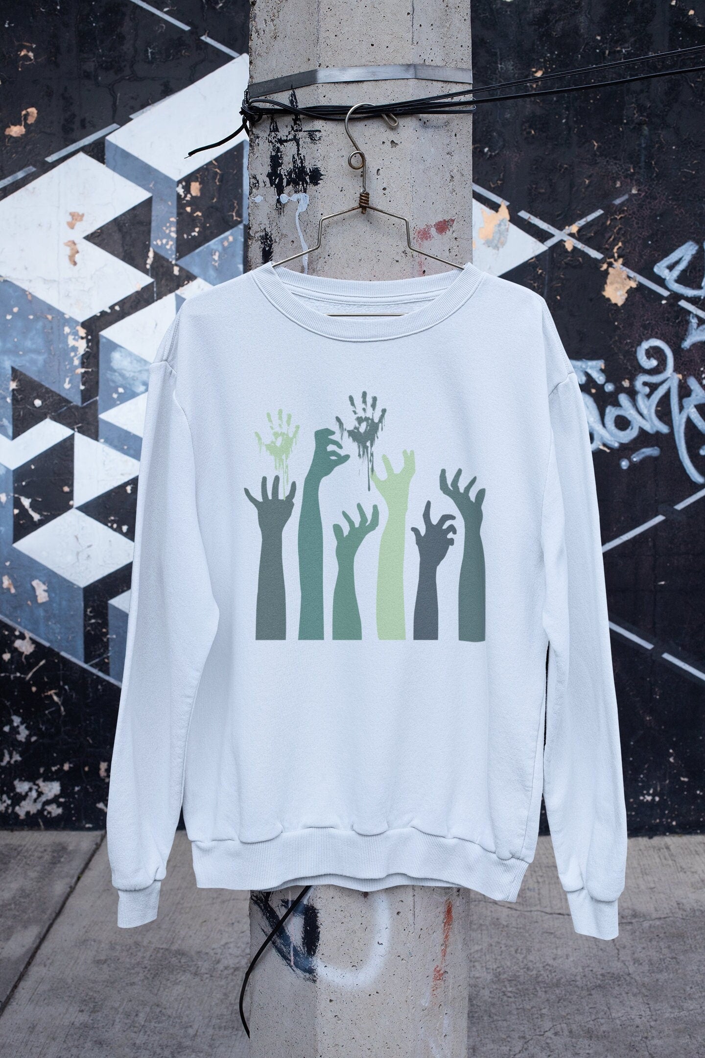 Halloween Zombie Hands Sweatshirt, Spooky Graphic Tee, Halloween Costume Shirt, Halloween Gift Idea, Creepy Shirt