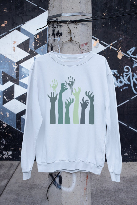 Halloween Zombie Hands Sweatshirt, Spooky Graphic Tee, Halloween Costume Shirt, Halloween Gift Idea, Creepy Shirt