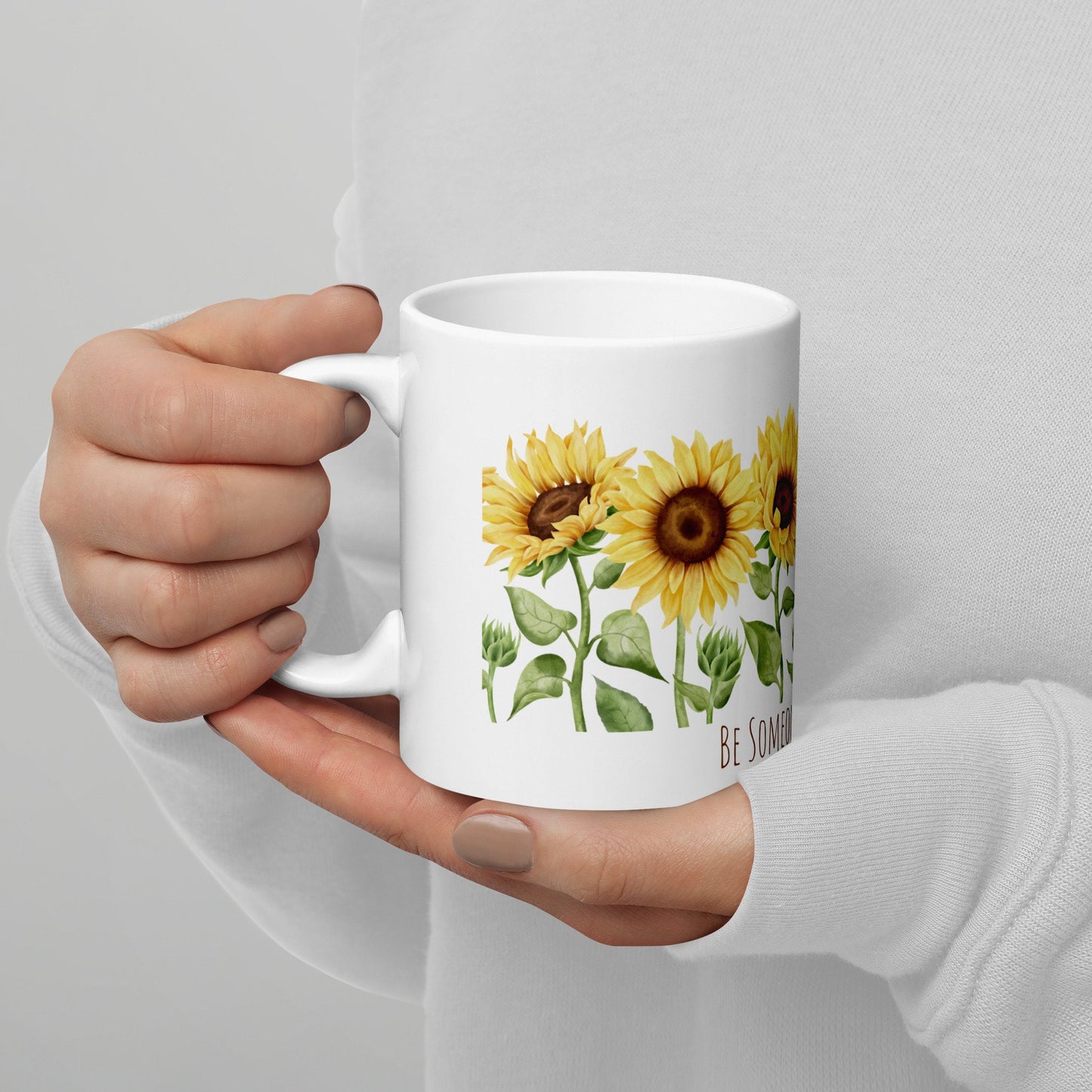 Pretty Sunflower Mug with Positive Quote, Be Someone's Sunshine, Gift Ideas, Autumn Mugs, Inspirational Mug, Gift for Teacher Nurse Mom