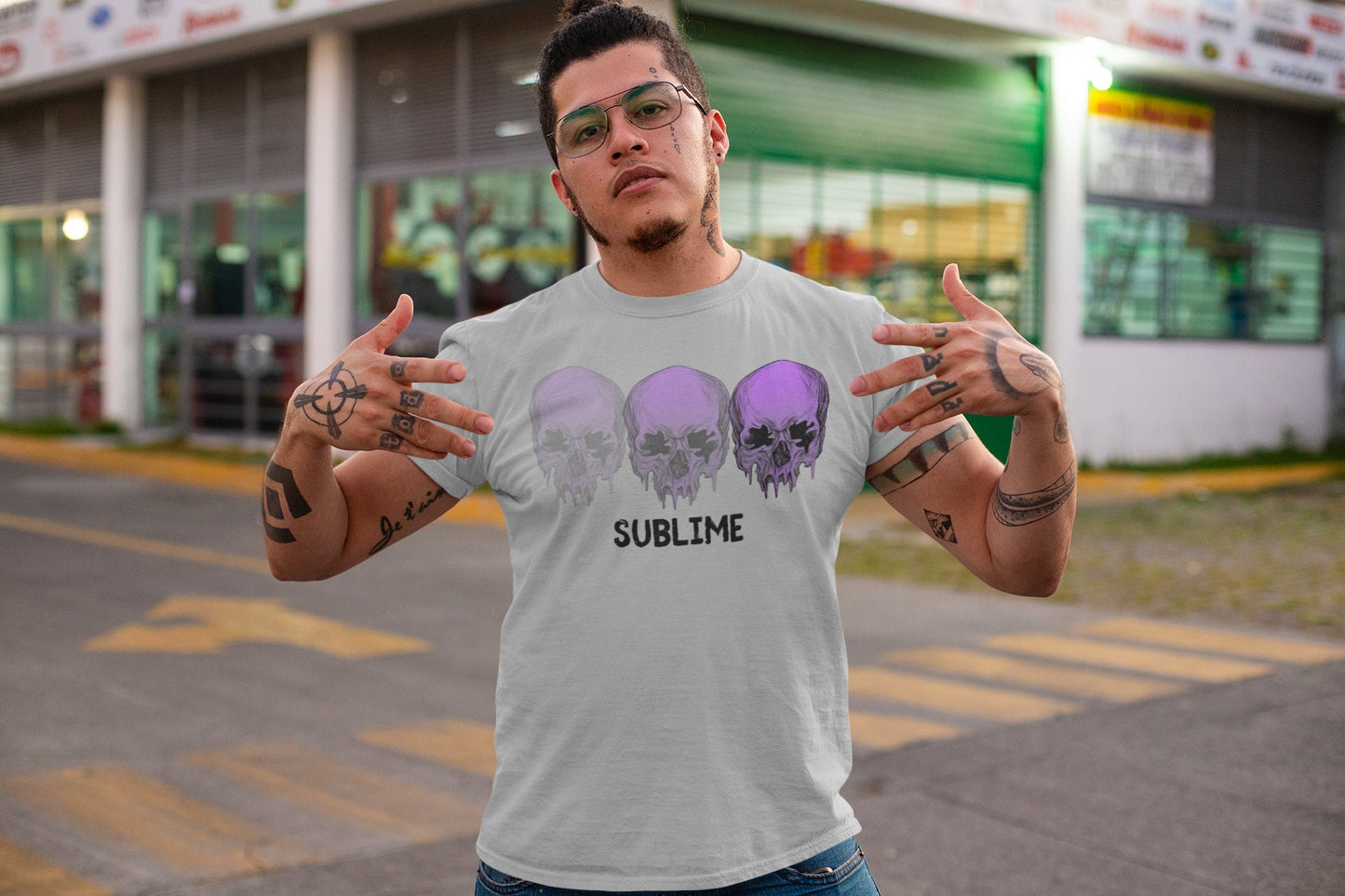 Halloween Gothic T Shirt Unisex Cotton Tee Fading Skull Graphic Shirt Fall Holiday Shirt, Skeleton Shirt