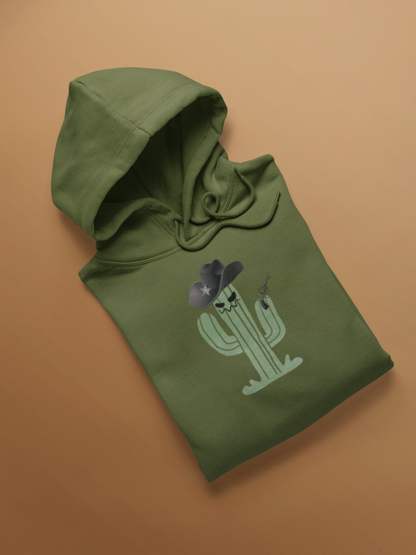 Cowboy Cactus Hoodie, Vintage Graphic Hoodie, Halloween Shirt, Western Funny Men's Shirt, Fall Winter Hooded Sweatshirt
