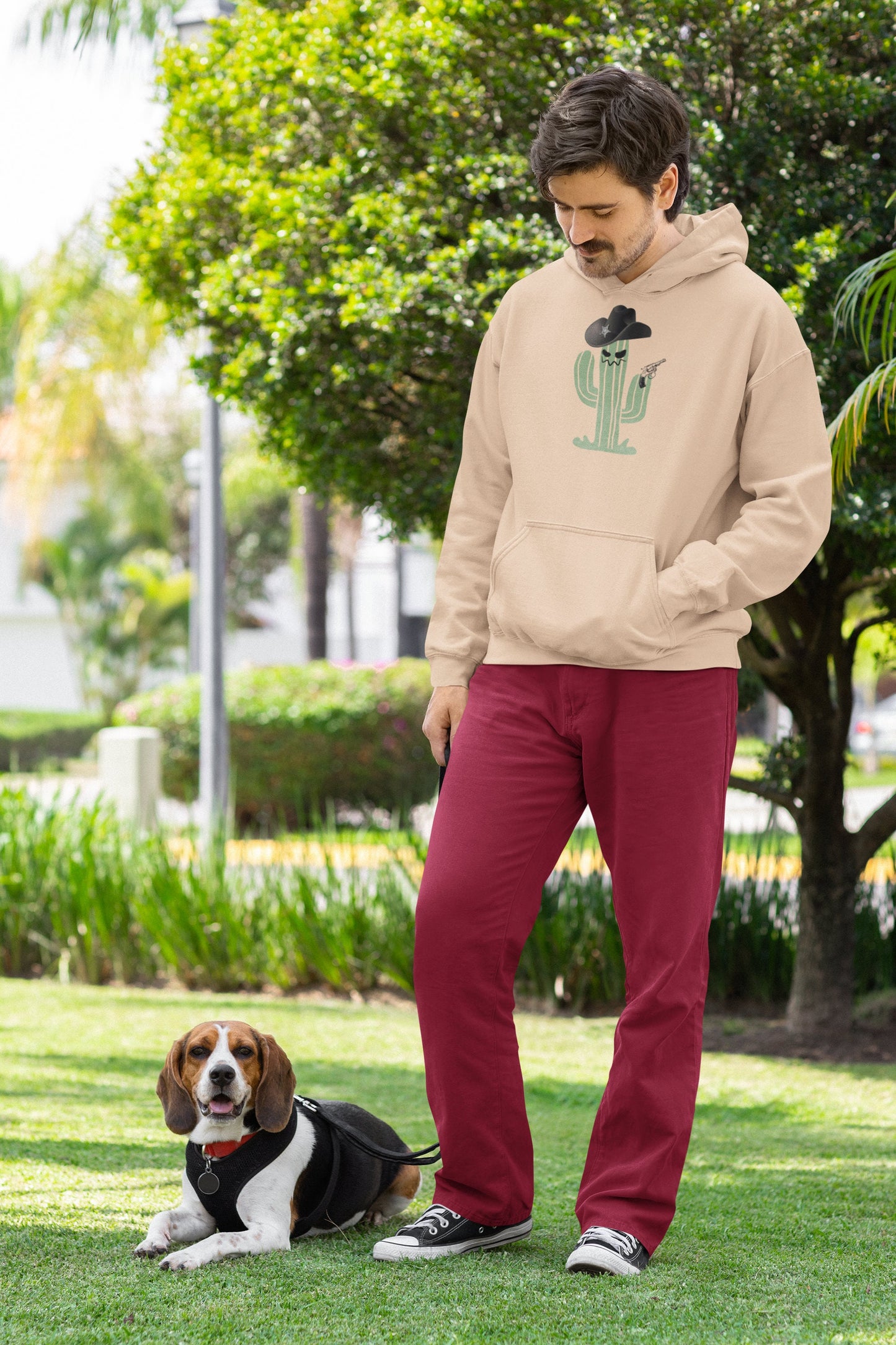 Cowboy Cactus Hoodie, Vintage Graphic Hoodie, Halloween Shirt, Western Funny Men's Shirt, Fall Winter Hooded Sweatshirt