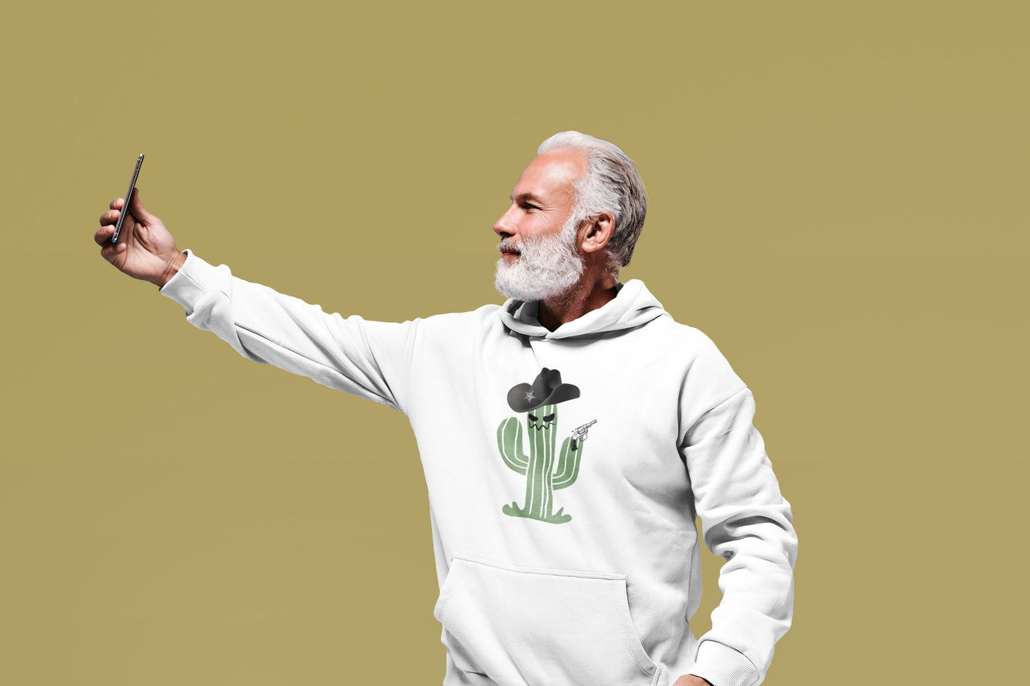 Cowboy Cactus Hoodie, Vintage Graphic Hoodie, Halloween Shirt, Western Funny Men's Shirt, Fall Winter Hooded Sweatshirt