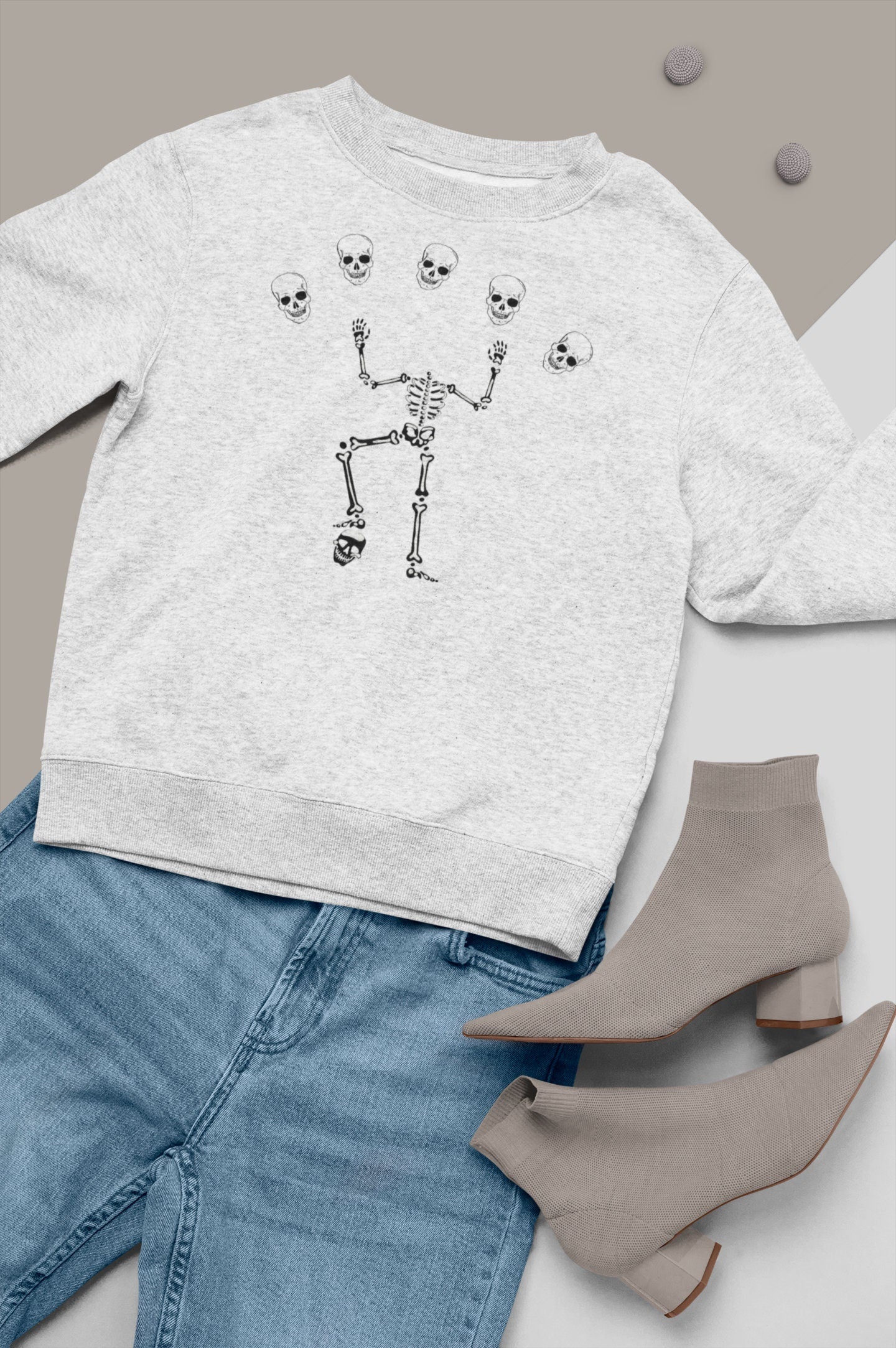 Skeleton Halloween Sweatshirt, Fall Sweatshirt, Sweatshirt for Women, Halloween Party Shirt, Hocus Pocus Magic Sweatshirt, Vintage Tee Men