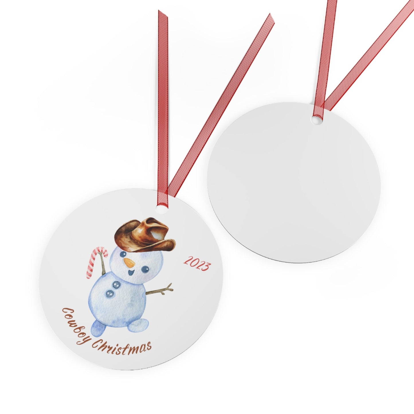 Cowboy Christmas Metal Ornament Farmhouse Aluminum Ornament Western Themed Seasonal Snowman Gift Idea Cowboy Theme