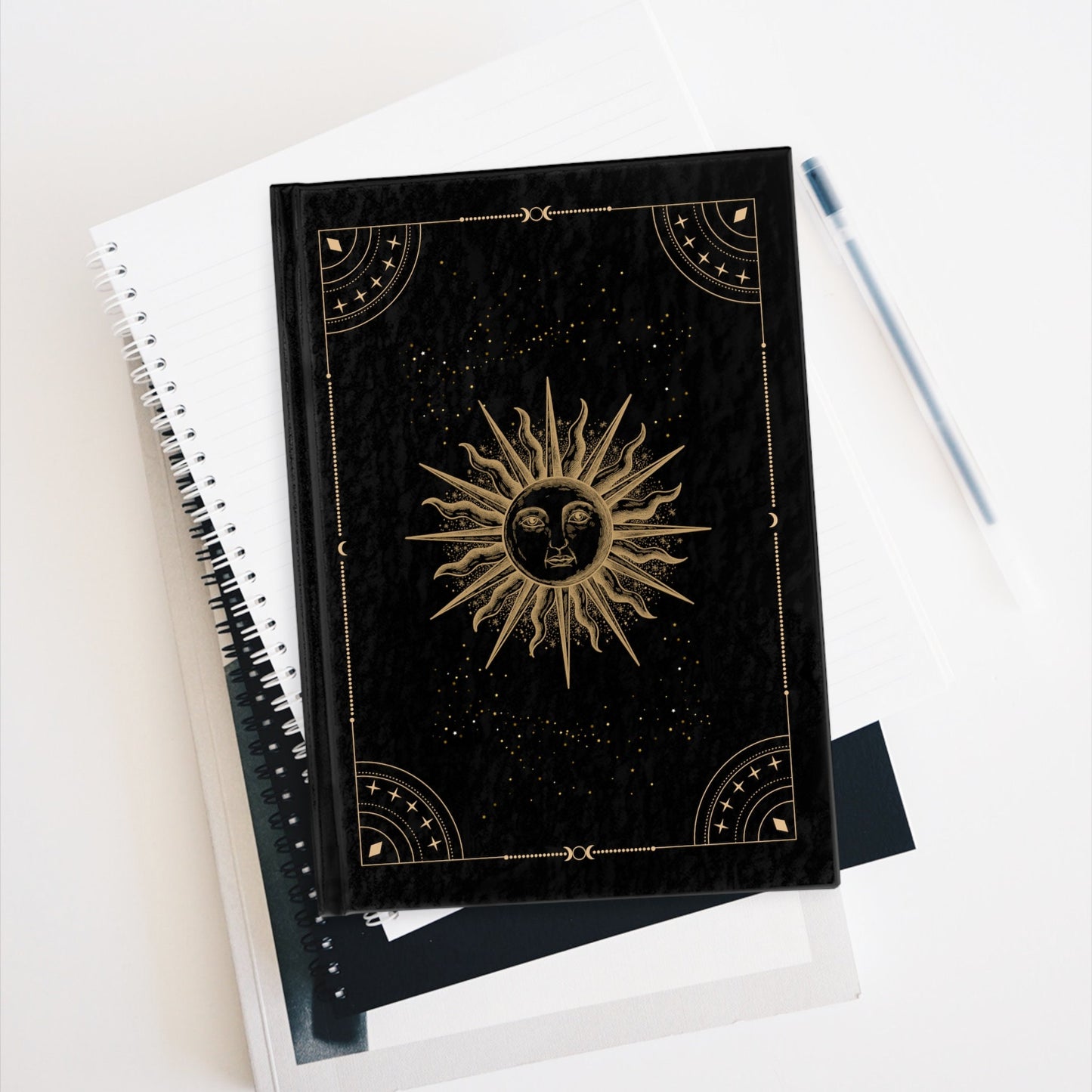 Sun and Stars Notebook, Dream Journal, Hard Cover, Manifestation Diary, Shadow Work, Mindfulness Journal, Celestial Workbook, Guided Journal
