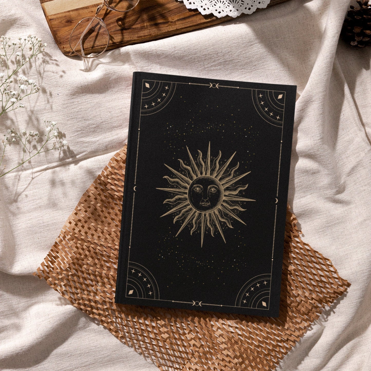 Sun and Stars Notebook, Dream Journal, Hard Cover, Manifestation Diary, Shadow Work, Mindfulness Journal, Celestial Workbook, Guided Journal