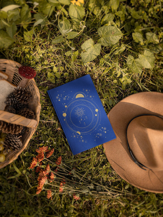 Sun Moon Stars Dream Work Journal, Celestial Book, Hard Cover Lined, Mindfulness Workbook, Shadow Work Journal