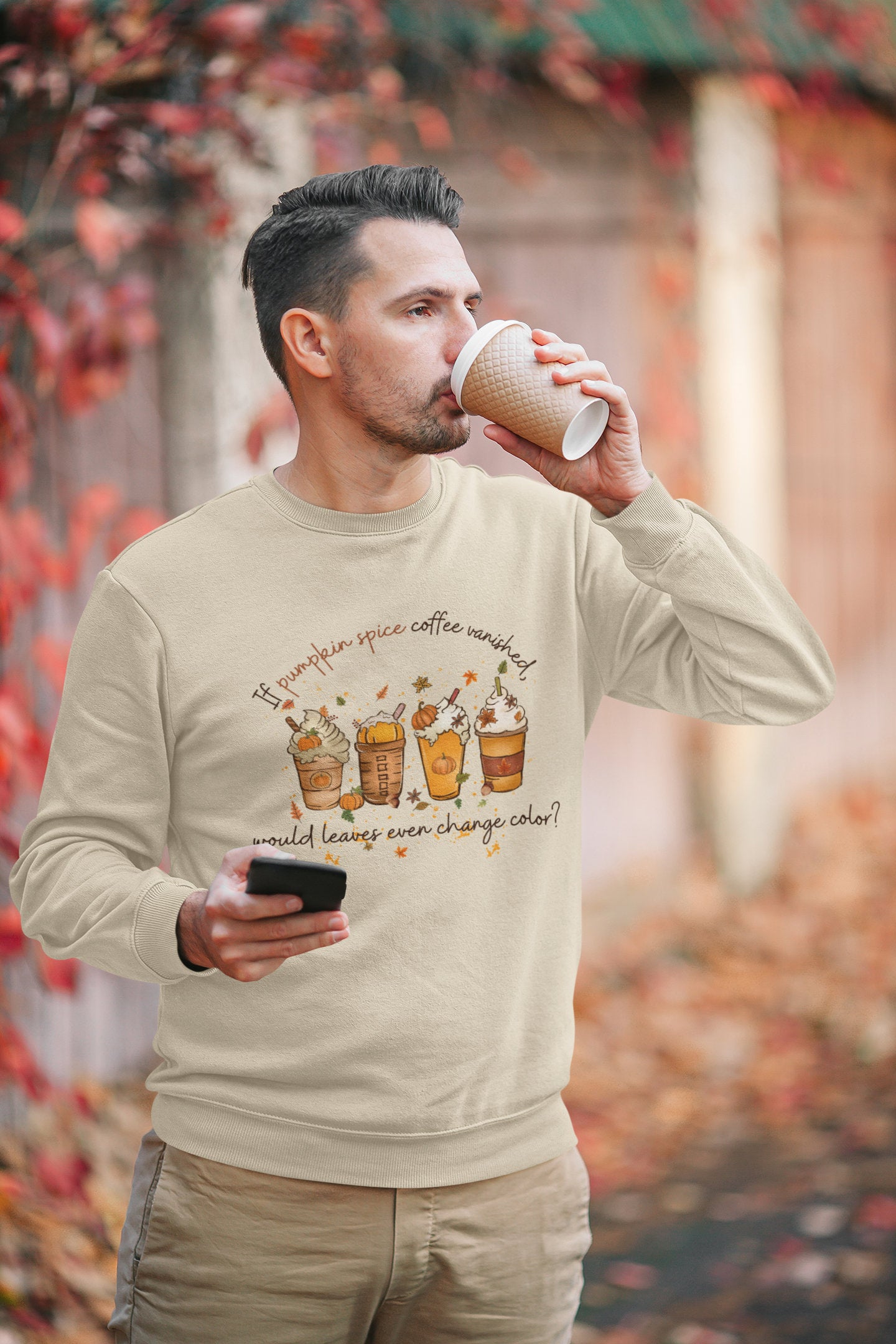 Fall Coffee Sweatshirt, Pumpkin Spice Humor Tee, Funny Snarky Long Sleeve Shirt, Holiday Trending Humorous Quote, Coffee Lover Graphic