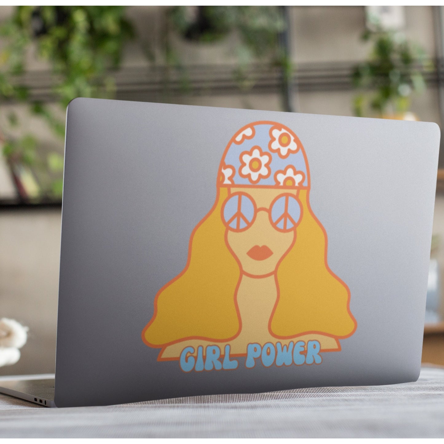 Girl Power Hippie Kiss-Cut Sticker Flower Power Retro Decal Vintage Style Sticker