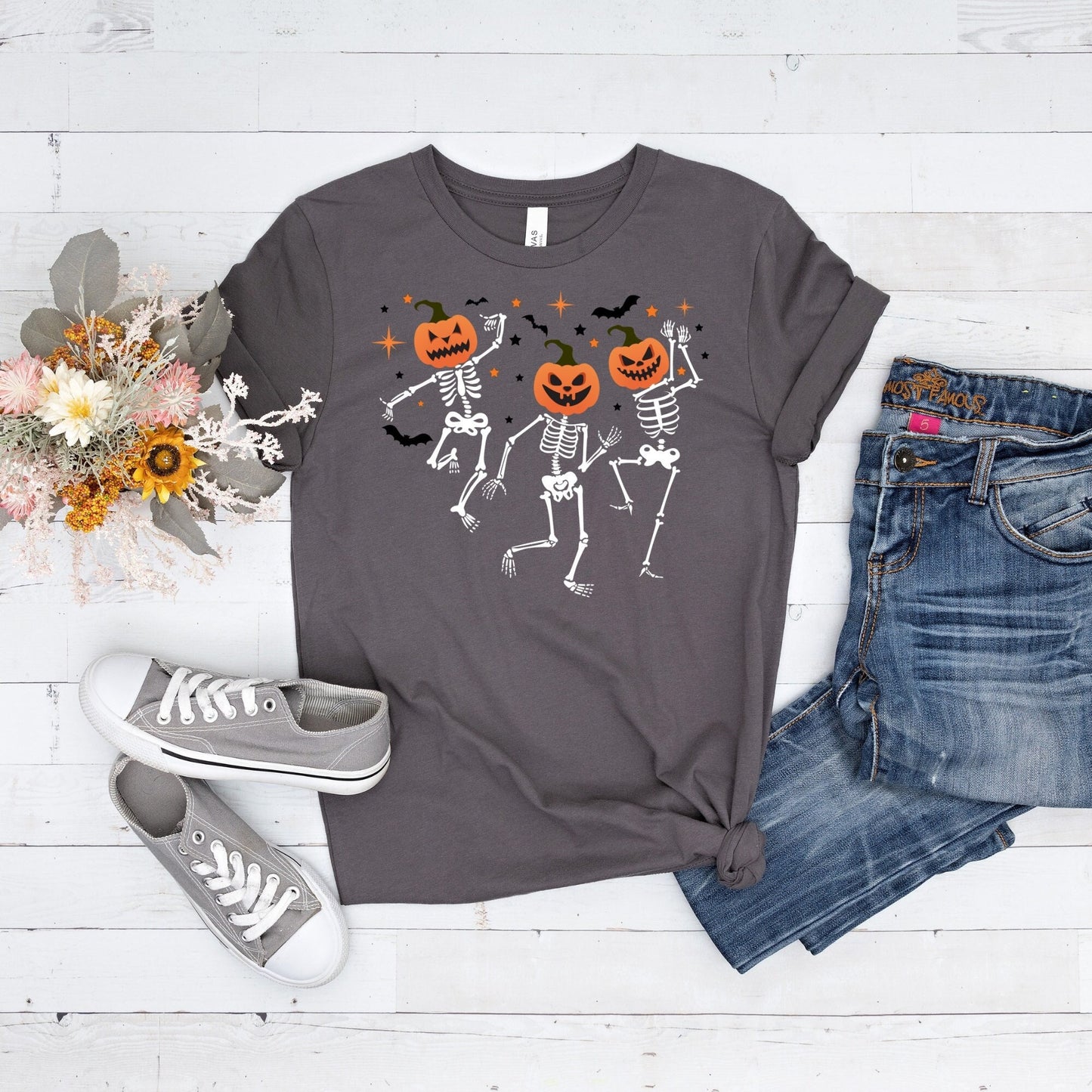 Dancing Skeleton Halloween Shirt, Pumpkin T-Shirt, Pumpkin Halloween Sweatshirt, Fall Sweatshirt Spooky Season Shirt, Fall Shirts for Women
