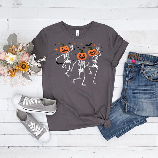 Dancing Skeleton Halloween Shirt, Pumpkin T-Shirt, Pumpkin Halloween Sweatshirt, Fall Sweatshirt Spooky Season Shirt, Fall Shirts for Women